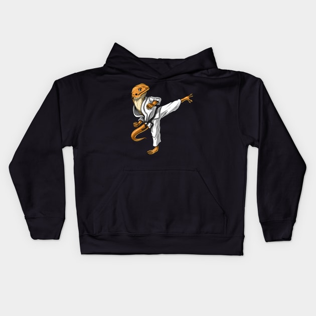 Bearded Dragon Karate Kids Hoodie by underheaven